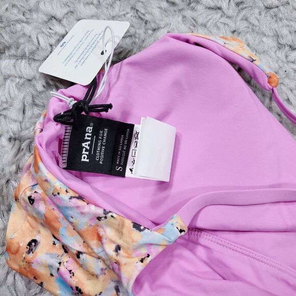 Prana Willow Falls Reversible Bikini Swim Top Impression Pink Orange Size Small - Picture 4 of 5